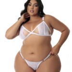 Conjunto de Renda Plus Size Sexy com Tule