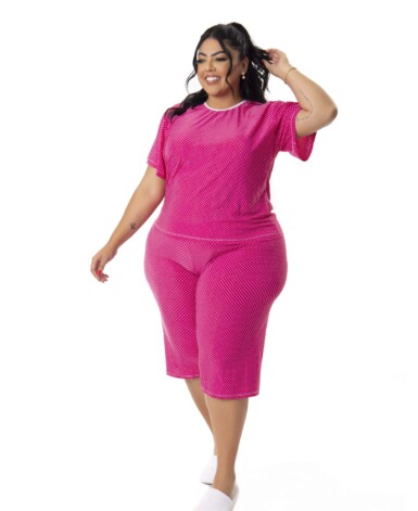 Pijama Plus Size Pescador em Poá