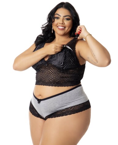 Short Doll Amamentação com Renda Plus Size