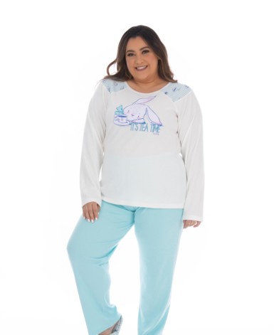 Pijama plus size com blusa estampada
