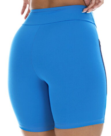 Bermuda fitness azul com bolso costas