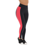 Calça legging com faixa lateral em vermelho