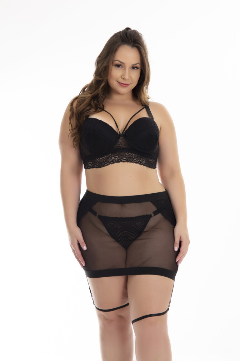 Conjunto Plus Size Com Saia Fetiche Click Sophia