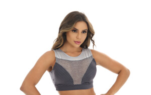 Cropped Fitness Cinza