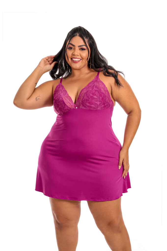 Camisola Básica Plus Size Com Renda Click Sophia