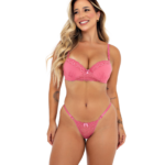 Conjunto Sexy com Renda e Calcinha Fio Dental