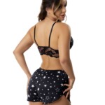 Short Doll Estampado Top com Renda