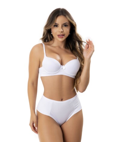 Conjunto conforto com fio duplo em jaquard brilhoso branco