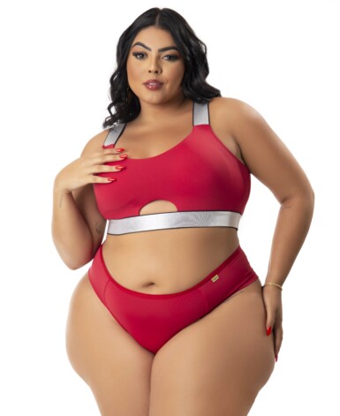 Conjunto com Bojo e Elástico Brilhoso Plus Size