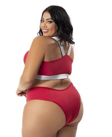 Conjunto com Bojo e Elástico Brilhoso Plus Size