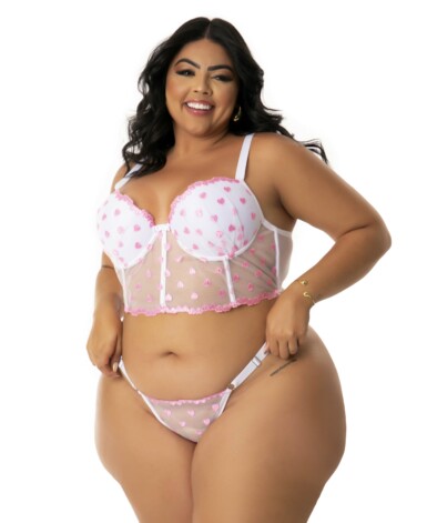 Conjunto Sexy Plus Size em Tule Desenhado